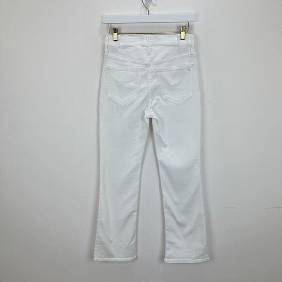 Madewell Kick Out Crop Jeans Pure White Stretch Mid Rise Flare NI961 US 26 NWT - Picture 9 of 13